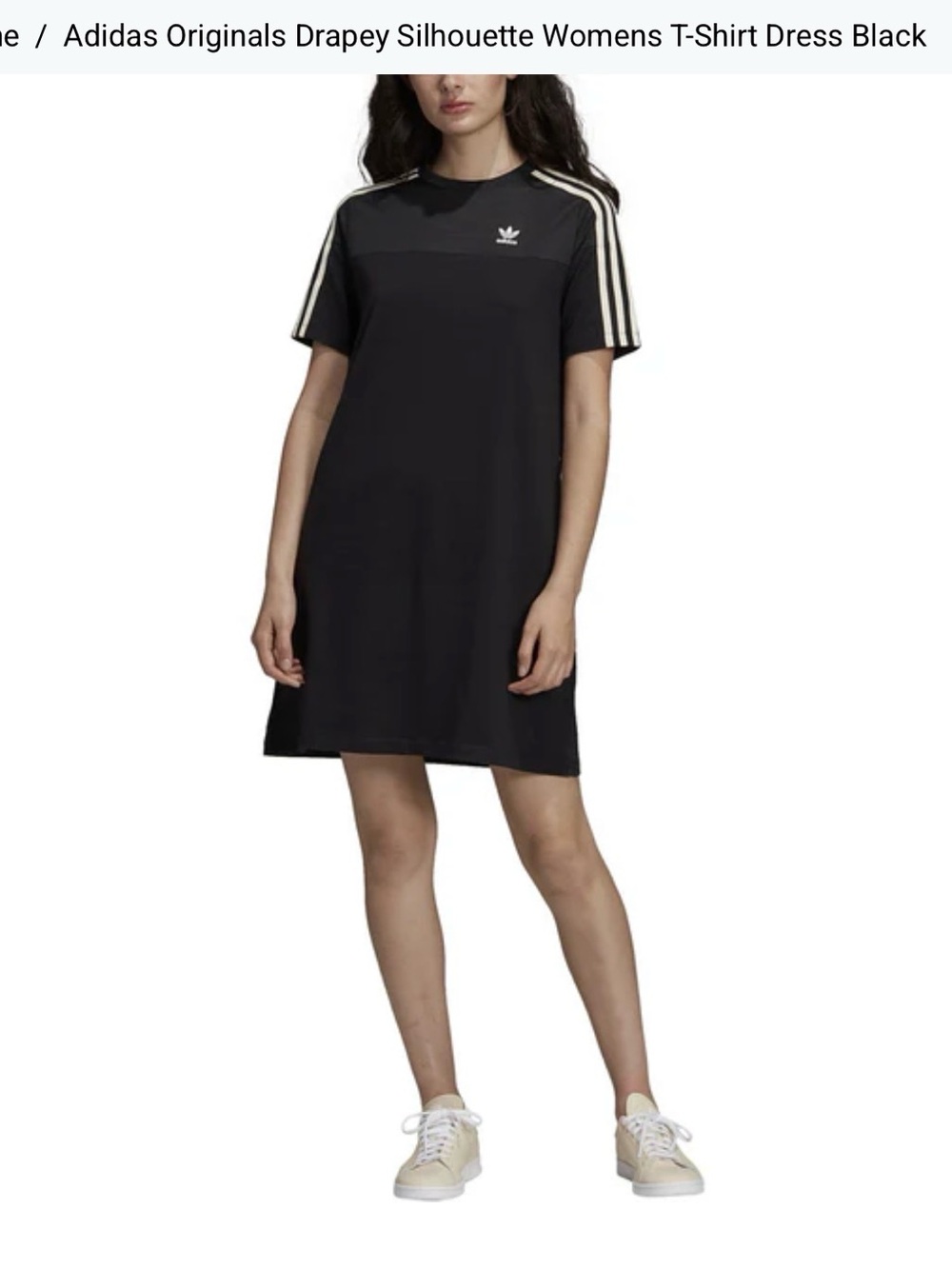 ADIDAS- NWT-  Black Short Midi Three-Stripe Tee Dress- XL